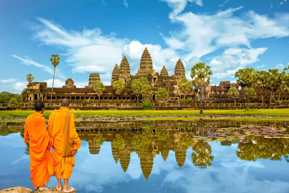 Monks witnessing Angkor Wat